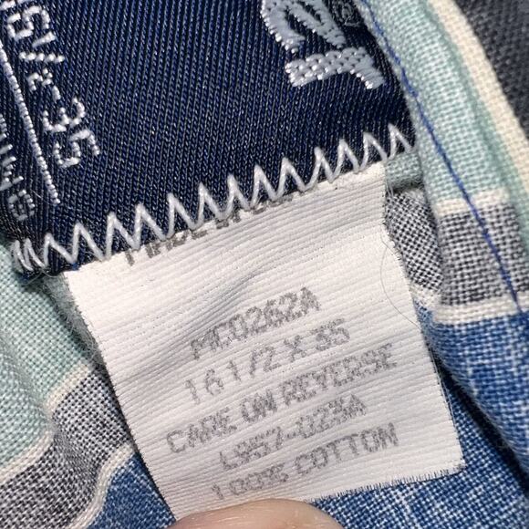 Wrangler Western Shirt Size 16.5 x 35 Blue Striped Aztec Pearl Snap Cowboy Cut - Picture 13 of 13